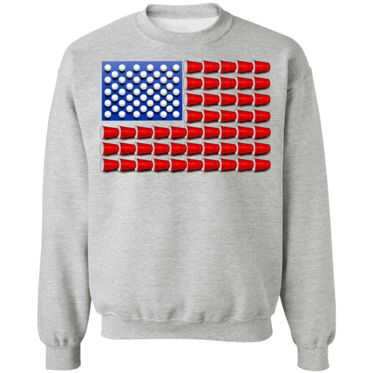 Beer Pong Red Cup American Flag Crewneck Sweatshirt