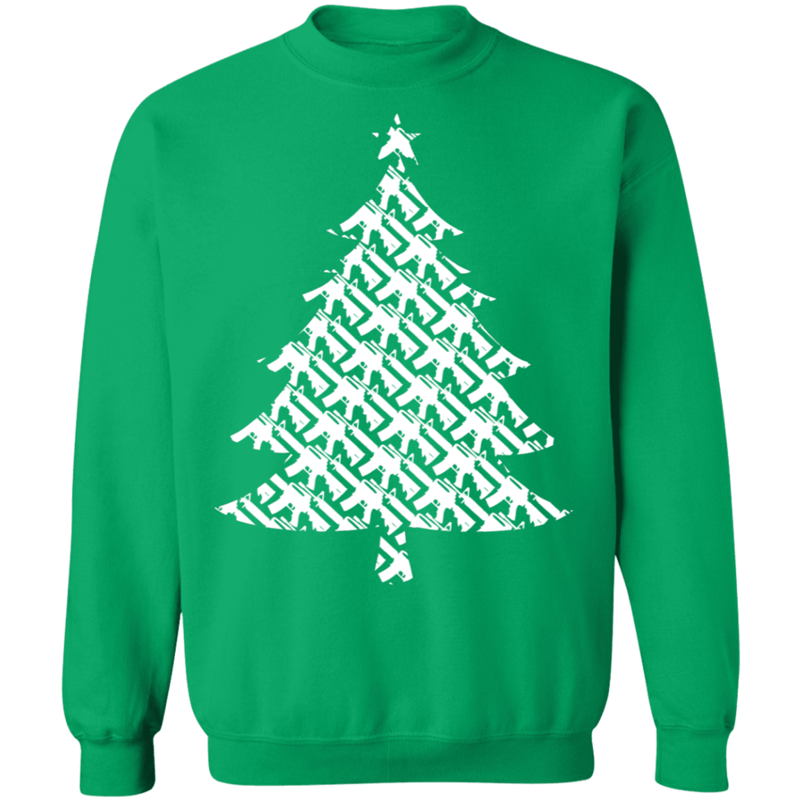 Rifle Firearm Christmas Tree Ugly Christmas Crewneck Sweatshirt