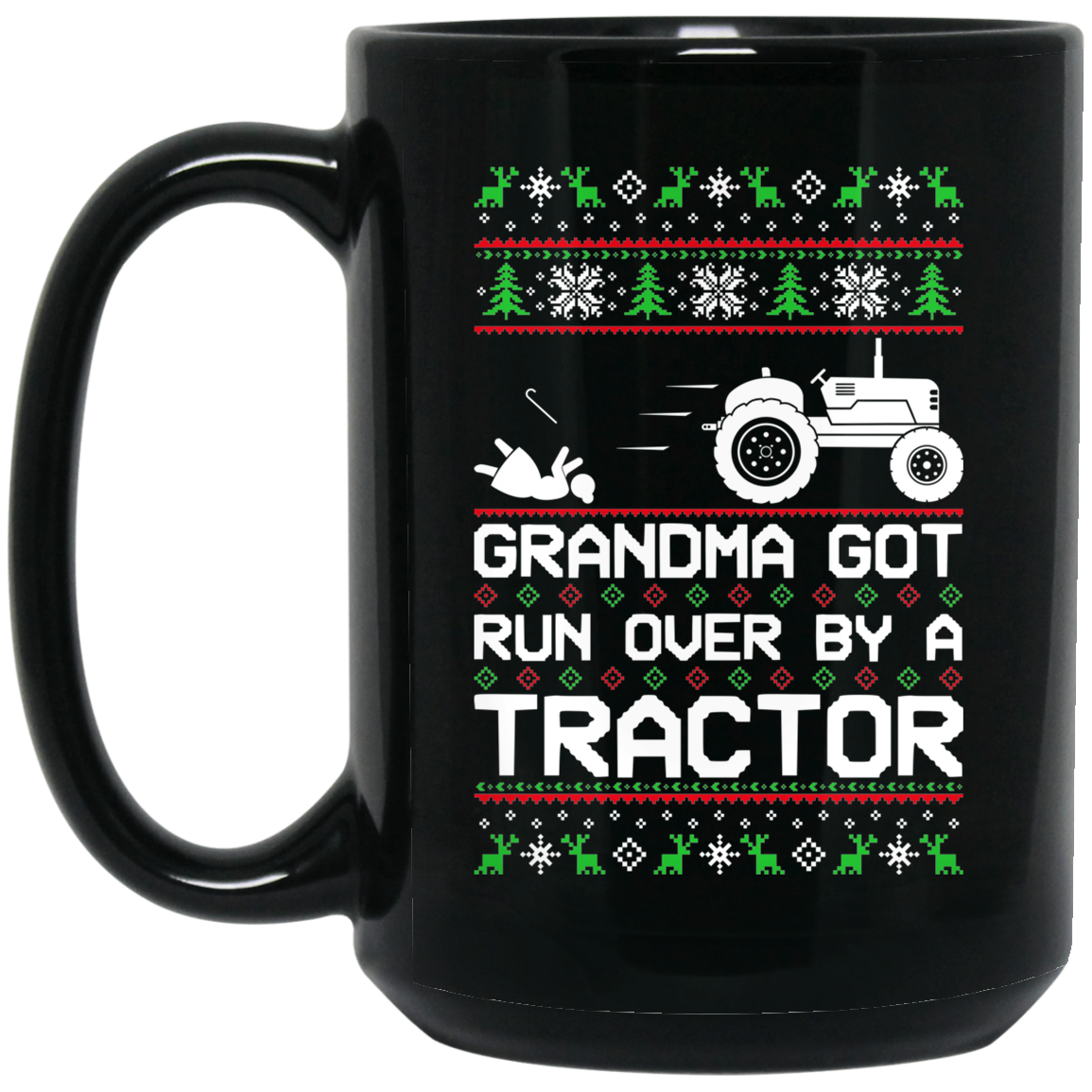 Wheel Spin Addict Tractor Christmas 15 oz. Black Mug