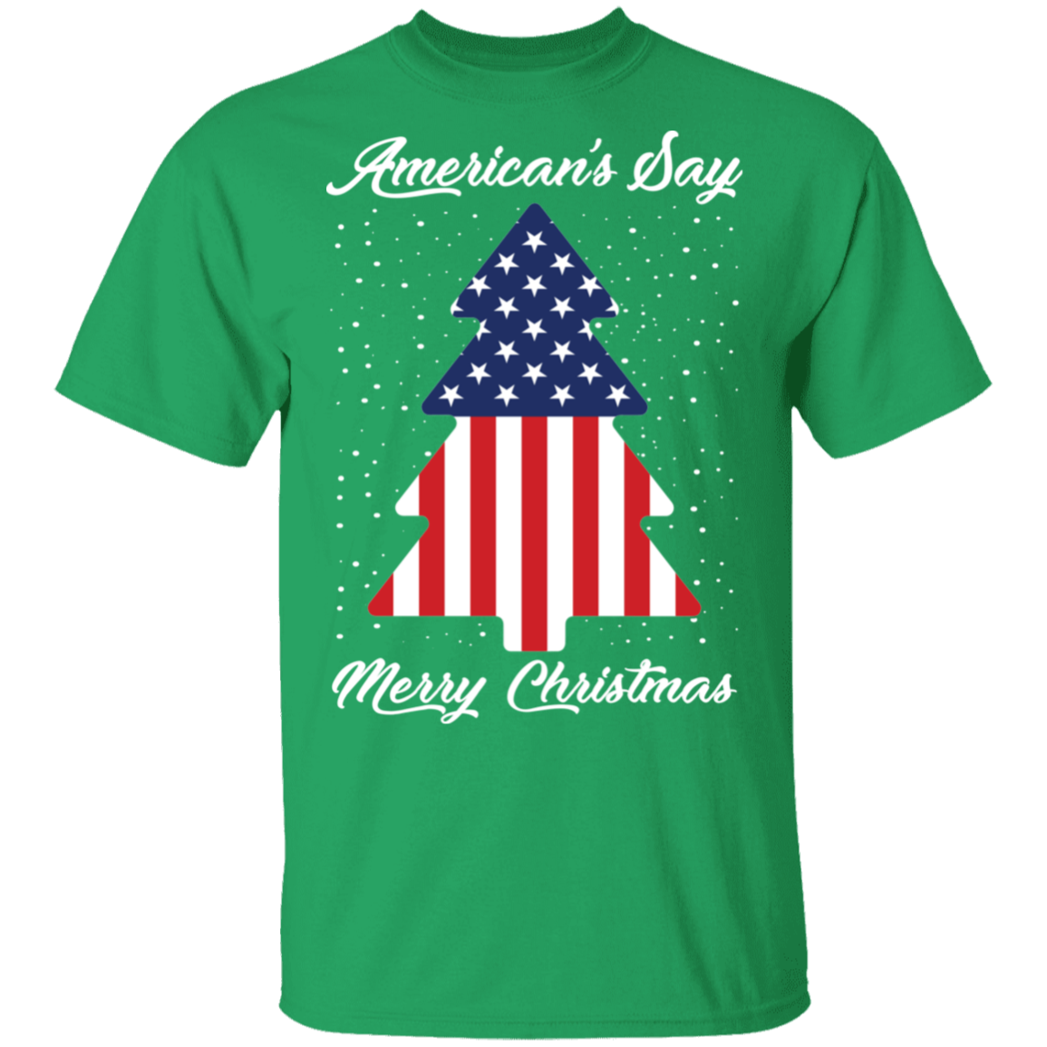 American's Say Merry Christmas American Flag Tree Ugly Christmas T-Shirt