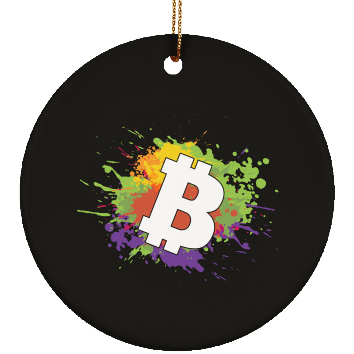 Bitcoin Splatter Paint Christmas Ornament