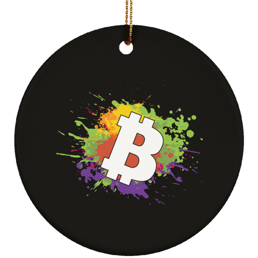 Bitcoin Splatter Paint Christmas Ornament