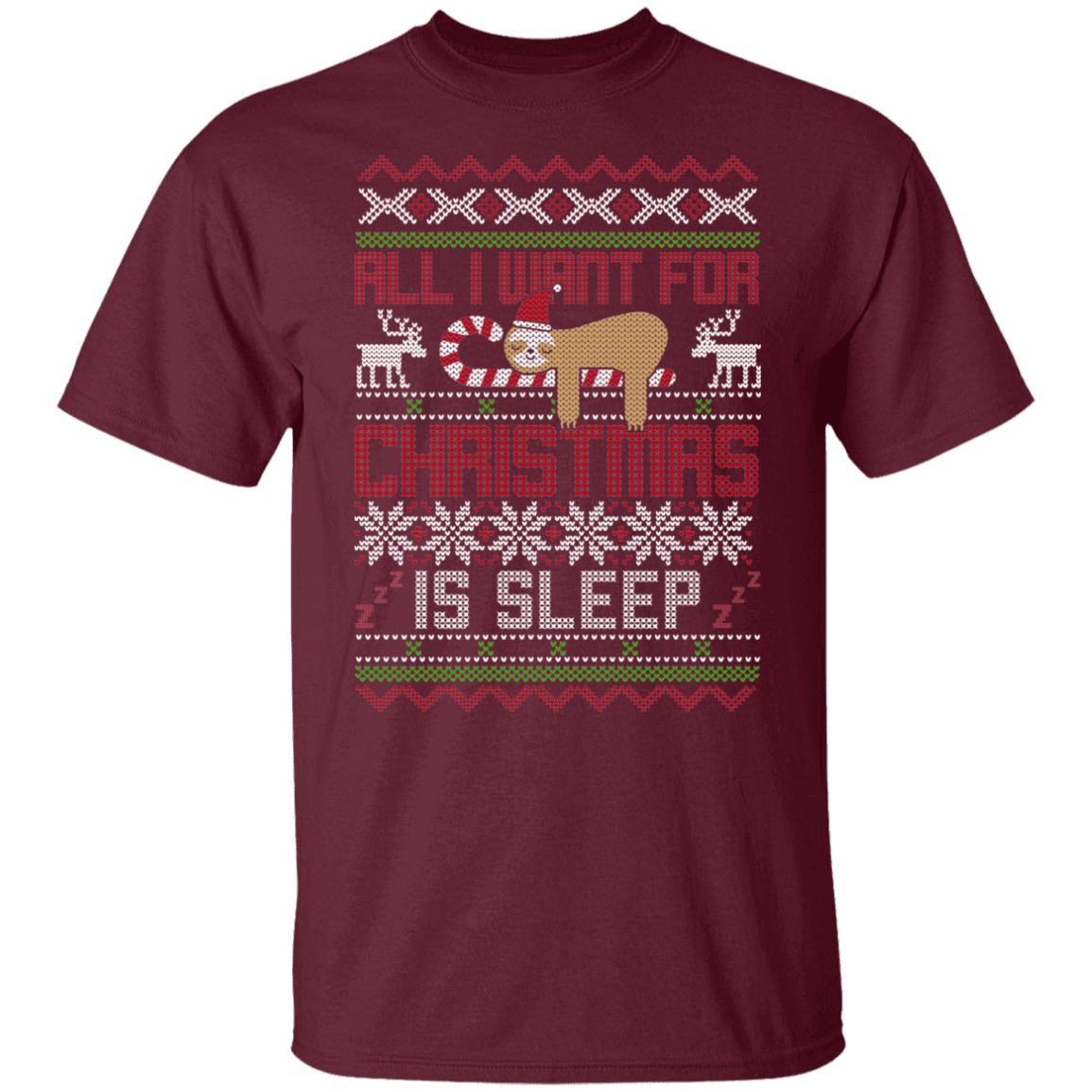 All I Want For Christmas Is Sleep Funny  Christmas Party T-Shirt