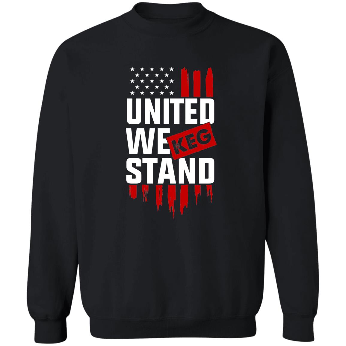 United We Keg Stand Drinking Beer American Flag Crewneck Sweatshirt