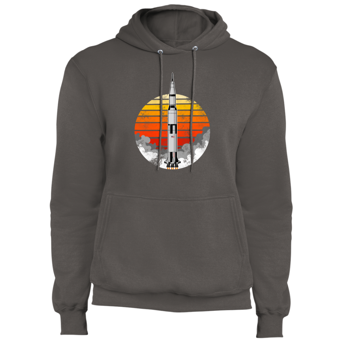 Men's Space USA Sun Rocket Ship Launch Fleece Pullover Hoodie
