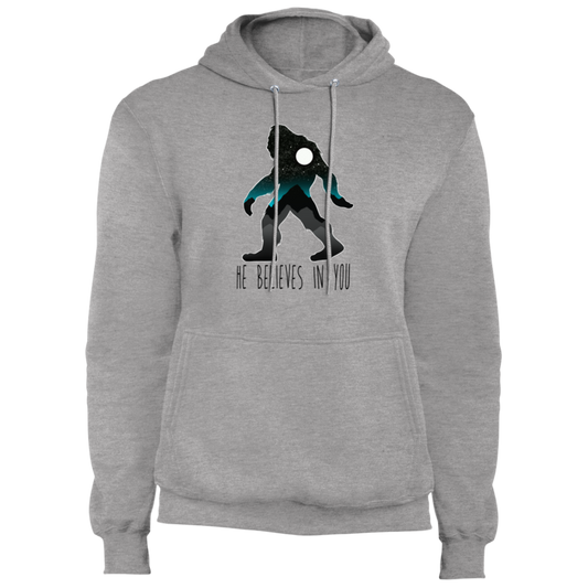 Bigfoot Sasquatch He Believes in You Funny Premium Pullover Hoodie