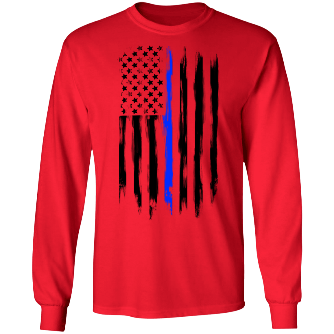 Law Enforcement Thin Blue Line American Flag Long Sleeve T-Shirt