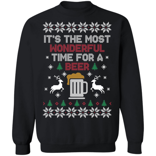 It's The Most Wonderful Time For A Beer Christmas Party Ugly Sweater Crewneck Sweatshirt