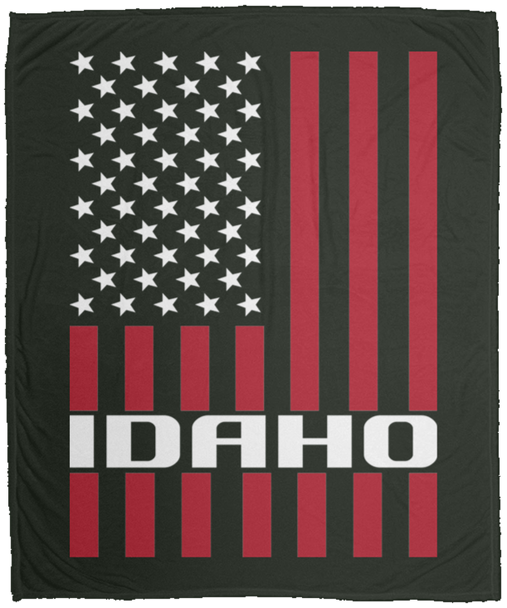 Idaho American Flag Fleece Blanket - 50x60