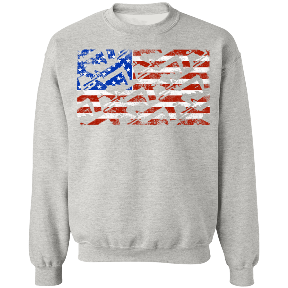 Rifle Firearm American Flag Crewneck Sweatshirt