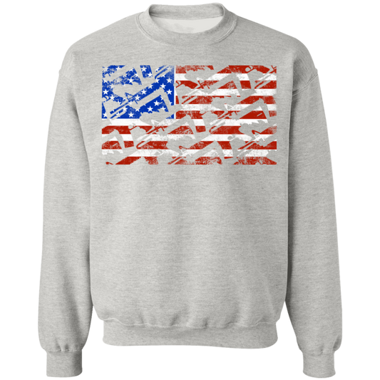 Rifle Firearm American Flag Crewneck Sweatshirt