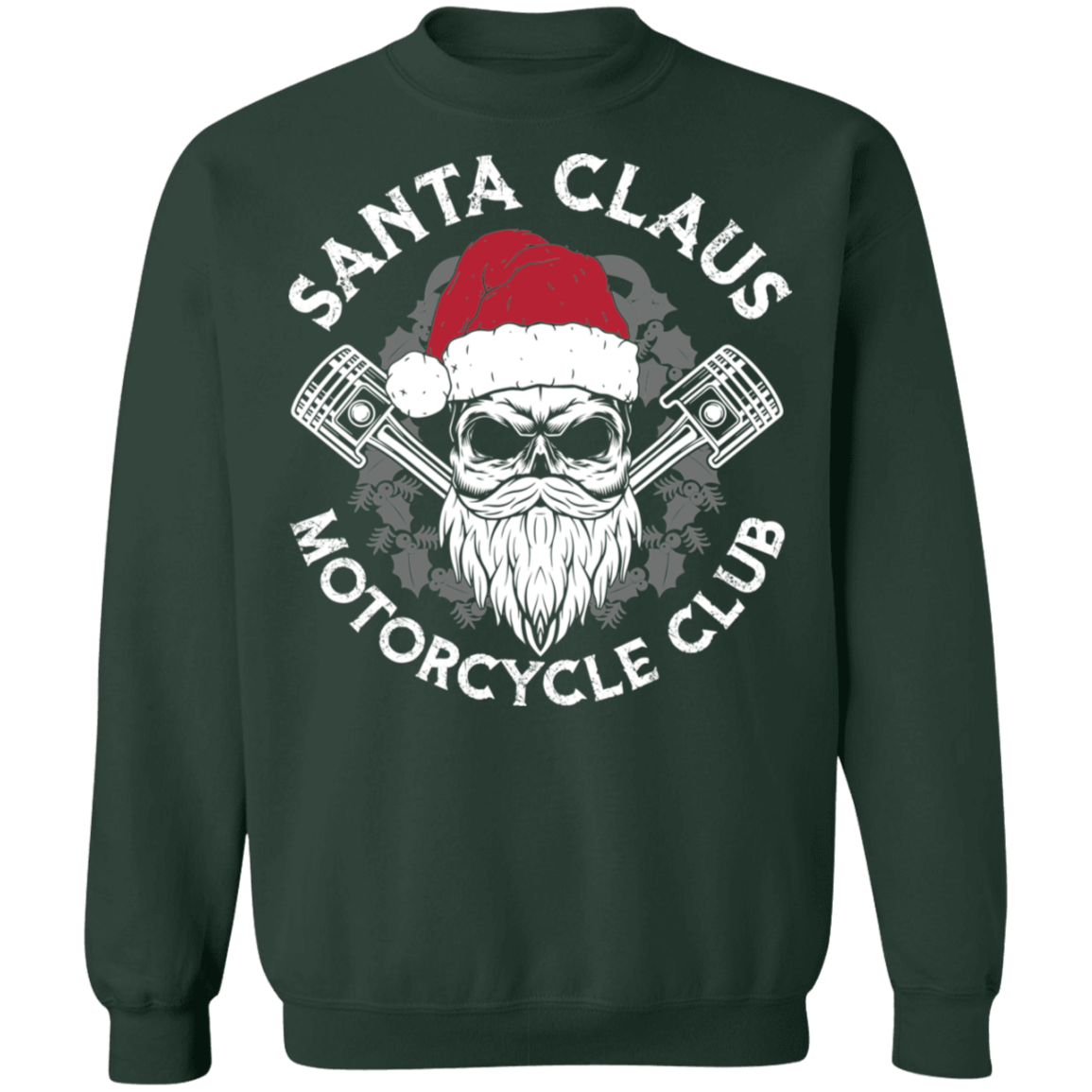Santa Claus Motorcycle Club Piston Skull Motorcycle Crewneck Sweatshirt