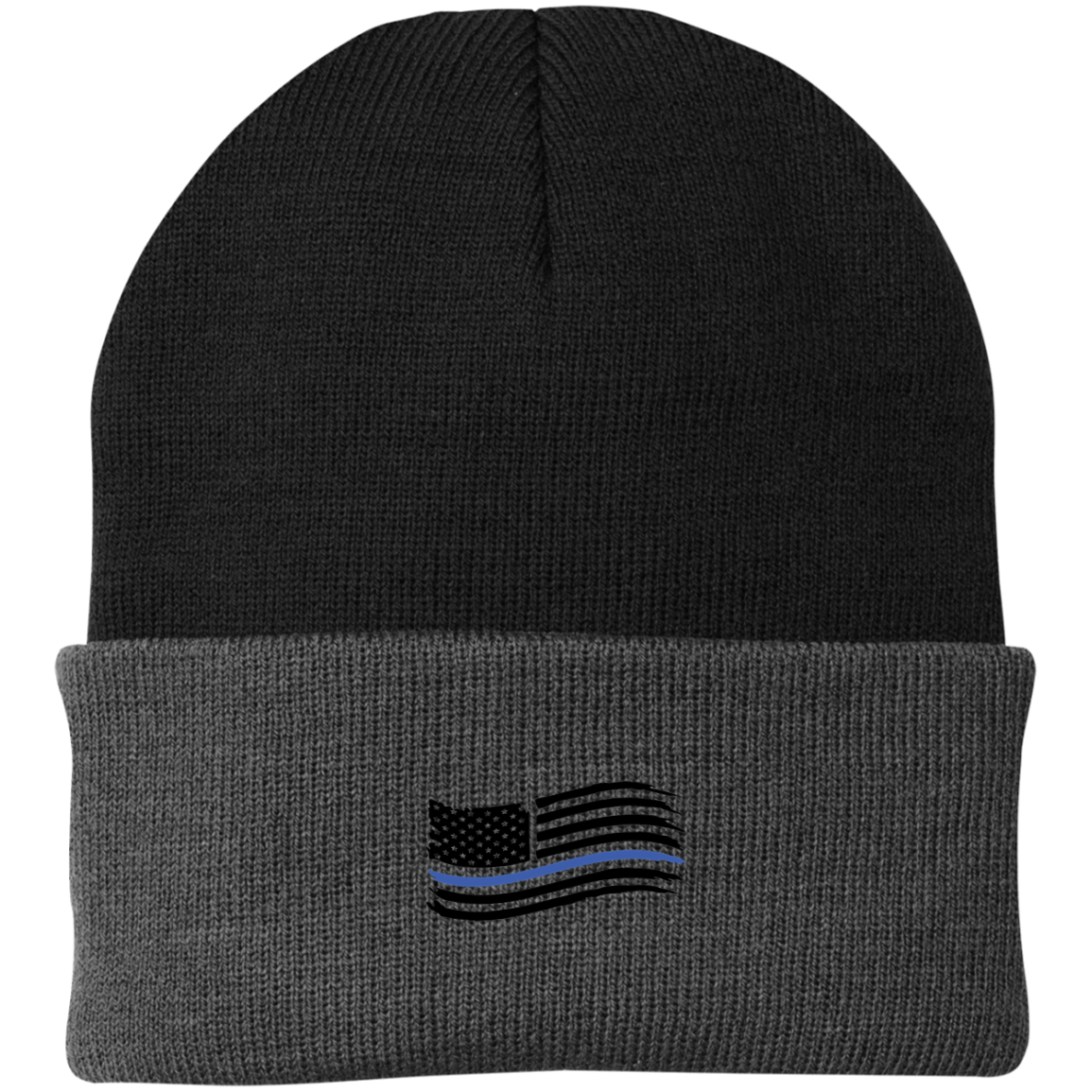 Thin Blue Line American Flag Pro Police Beanie Cap