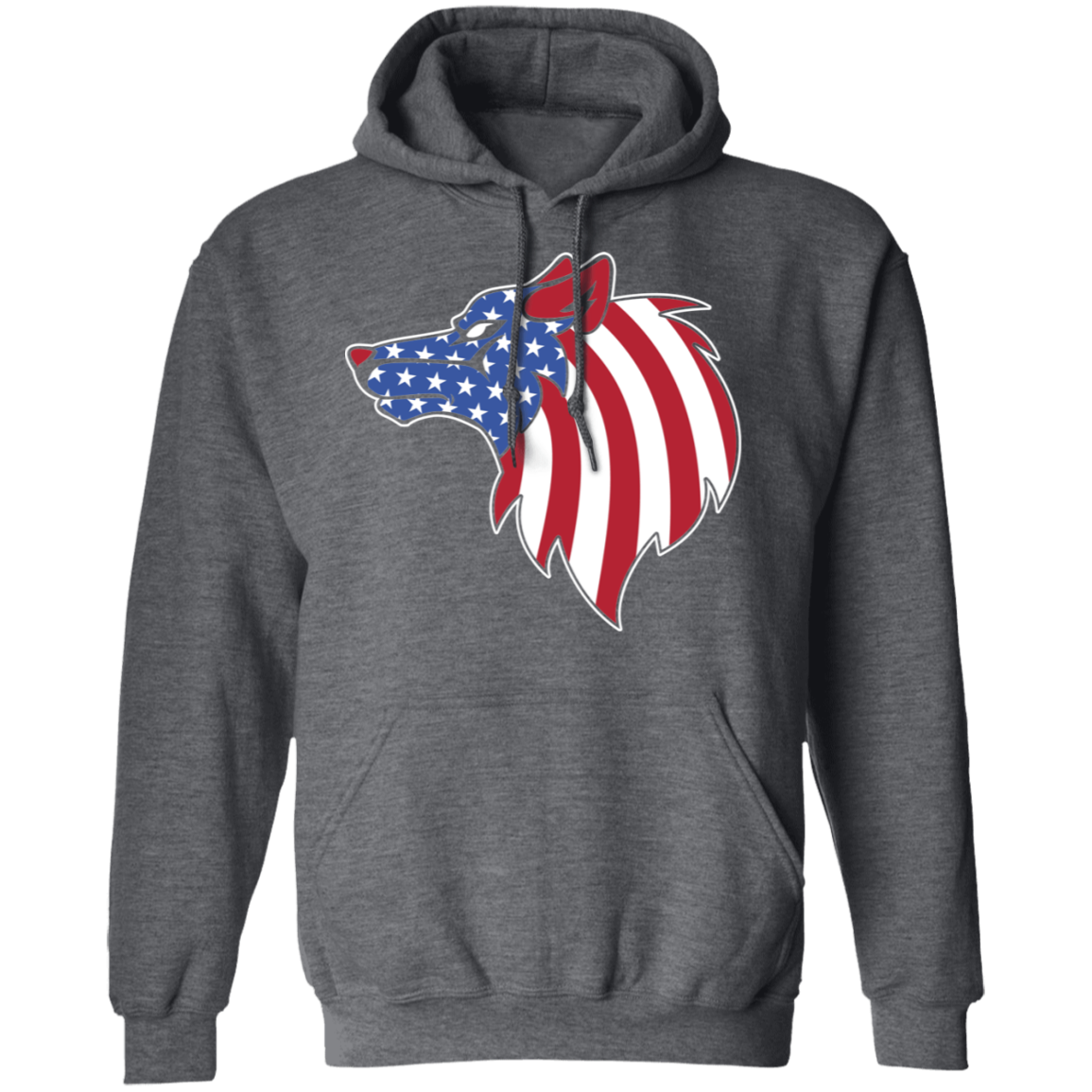 Wolf American Flag USA Pullover Hoodie