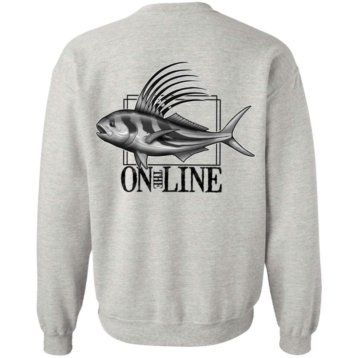 Rooster Fish On The Line Saltwater Double Sided Crewneck Sweatshirt
