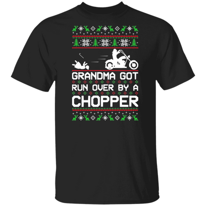 Chopper Motorcycle Grandma Got Run Over  Ugly Christmas T-Shirt