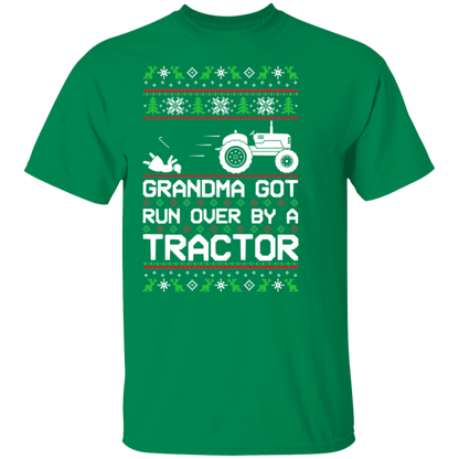 Tractor Grandma Got Run Over  Ugly Christmas T-Shirt