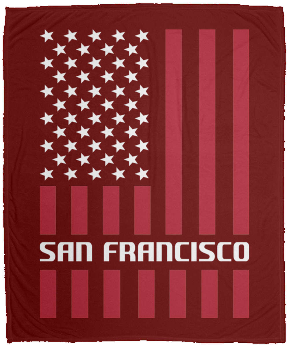 San Francisco American Flag Fleece Blanket - 50x60