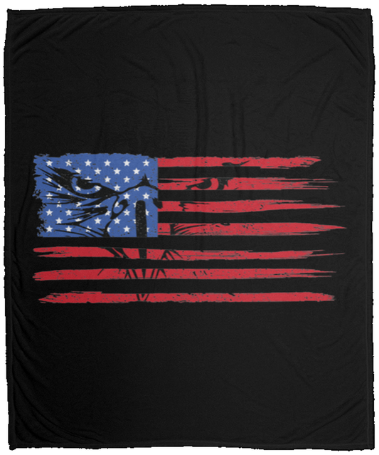 American Flag Bald Eagle Patriot Fleece Blanket - 50x60