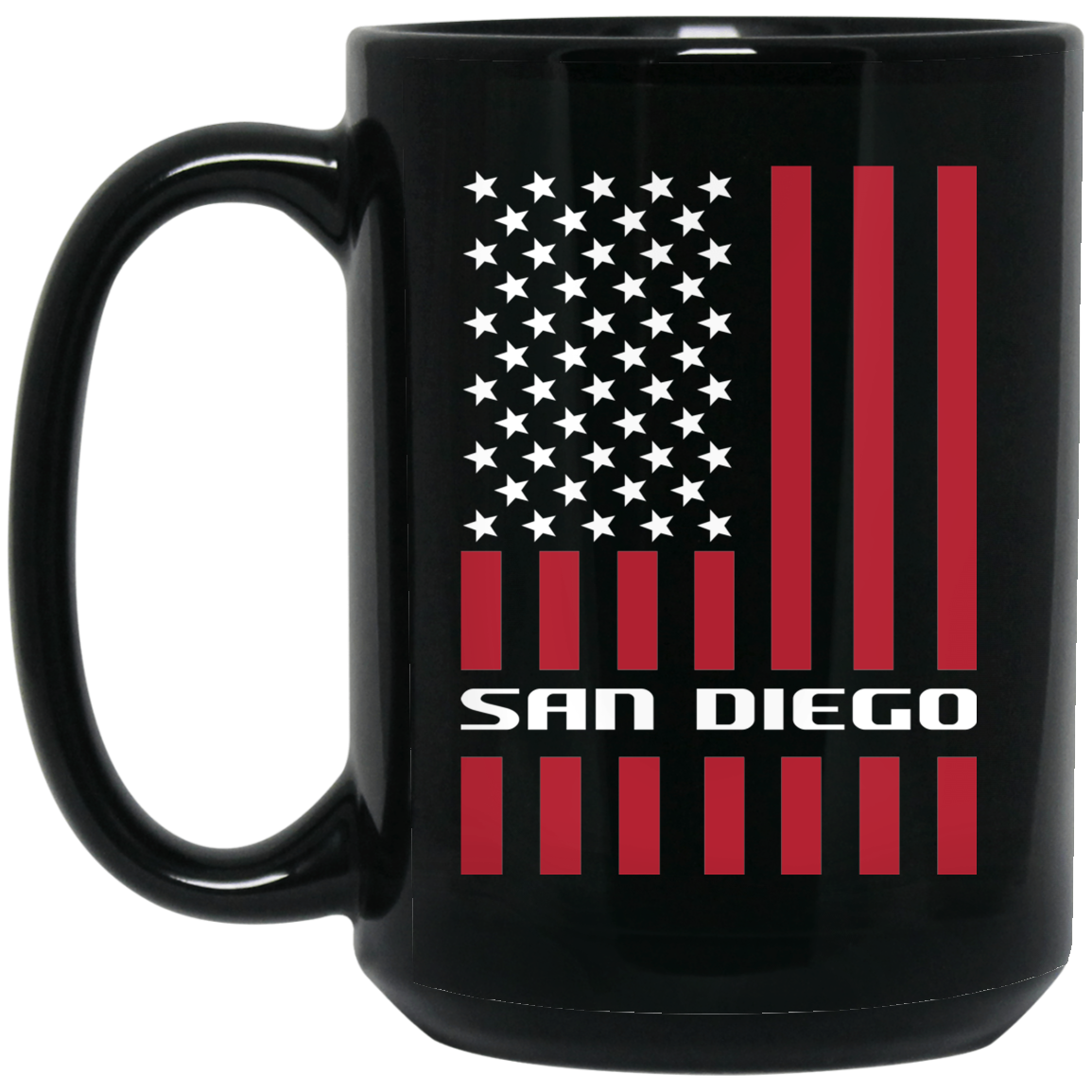 Wheel Spin Addict 15 oz Mug, San Diego American Flag Black Mug