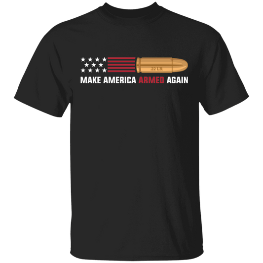 .22 LR Make American Armed Again Bullet American Flag USA T-Shirt