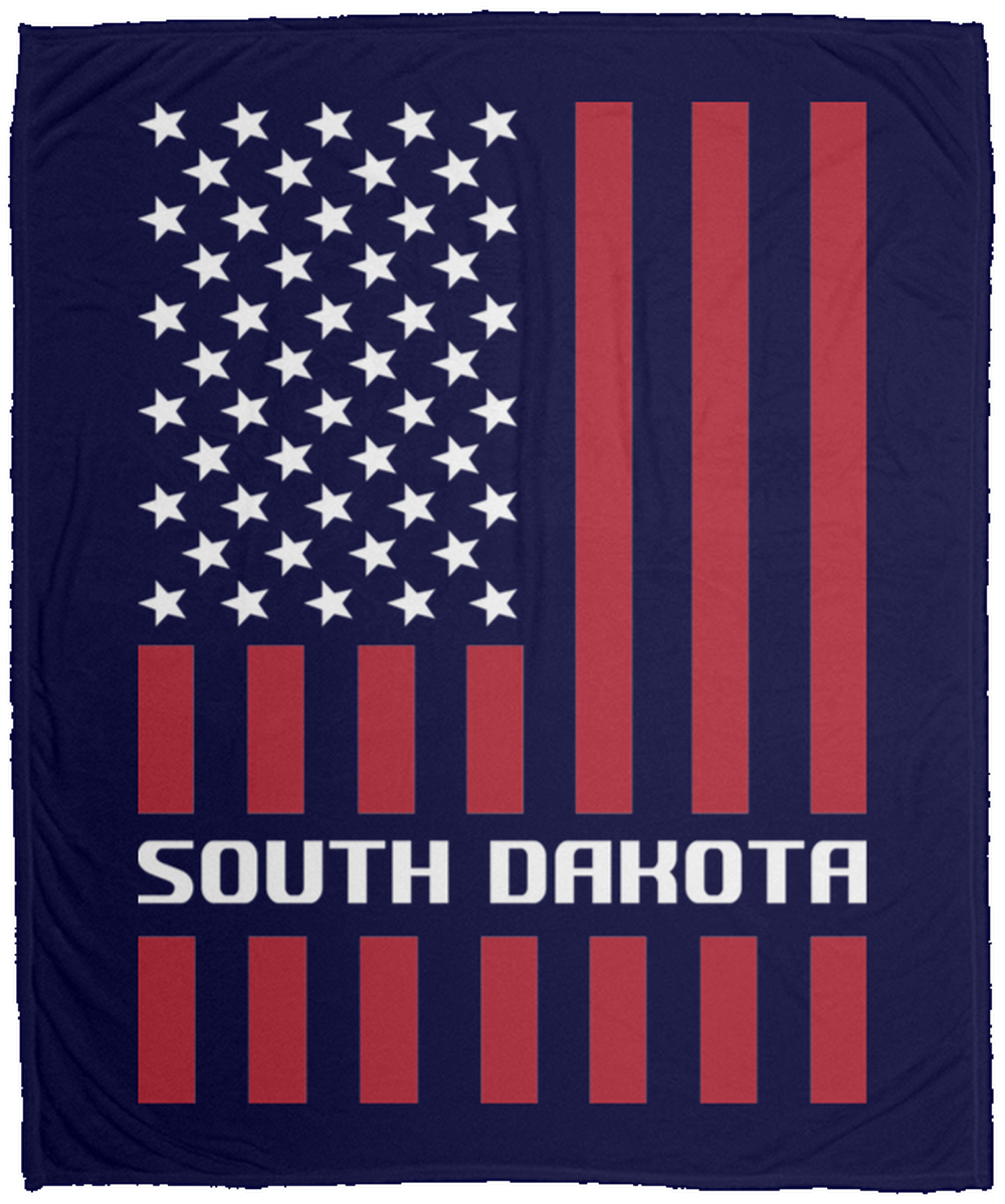 South Dakota American Flag Fleece Blanket - 50x60
