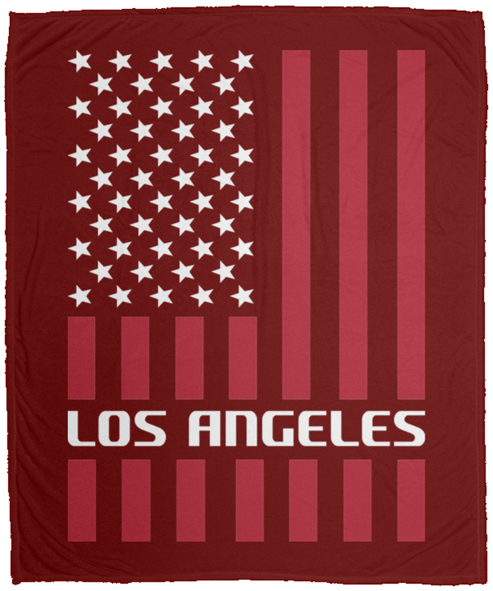 Los Angeles American Flag Fleece Blanket - 50x60