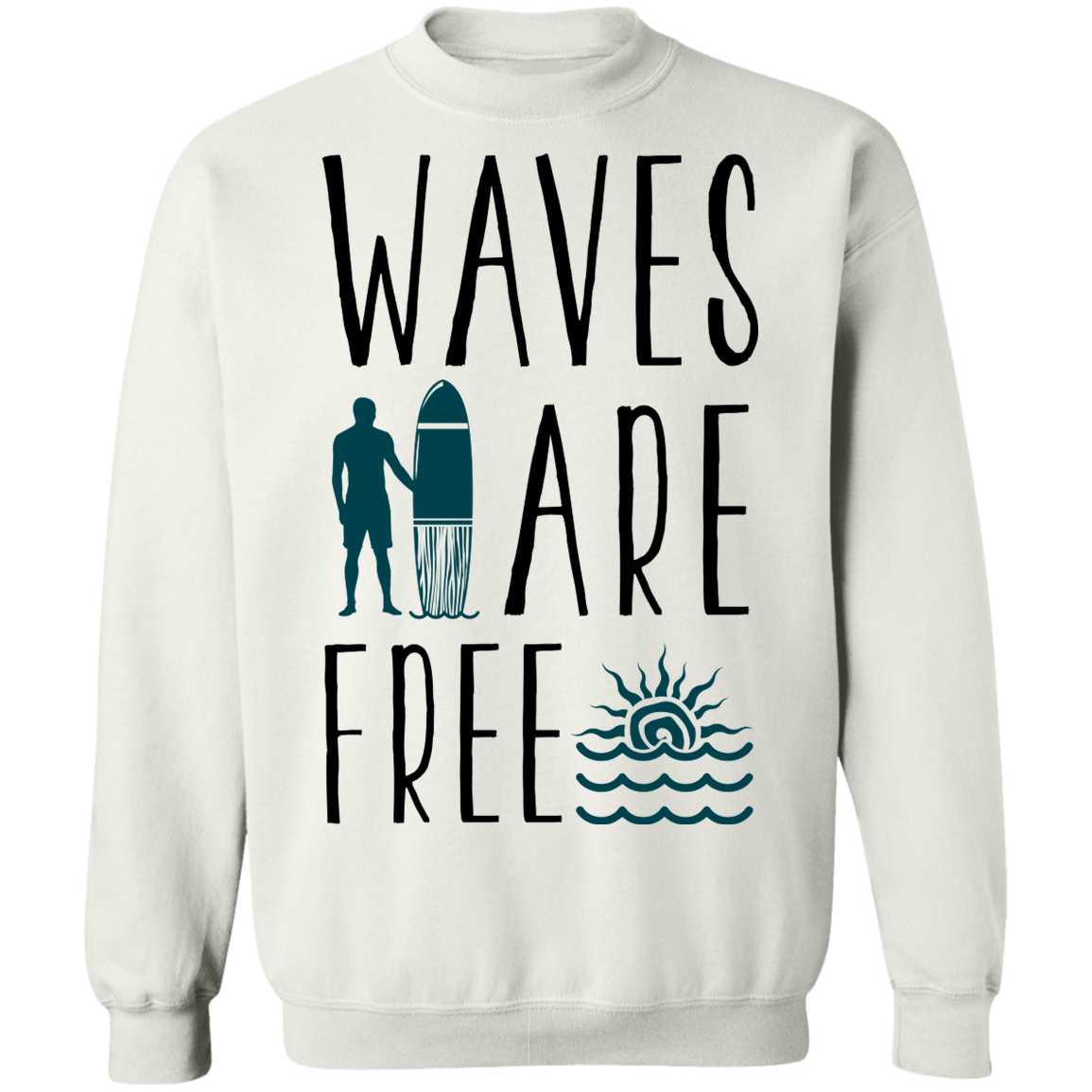 Waves Are Free Surfing Crewneck Sweatshirt