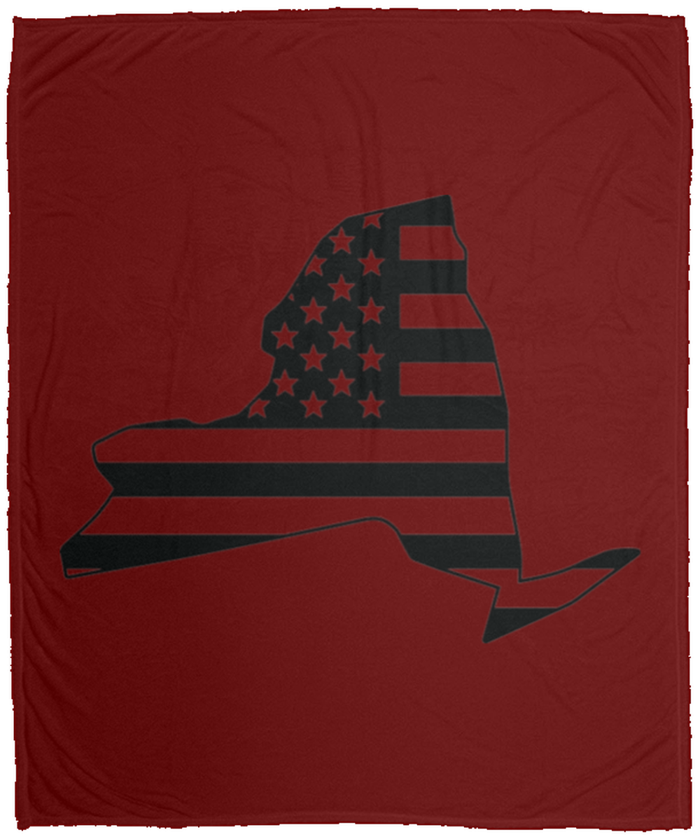 New York American Flag State Fleece Blanket - 50x60