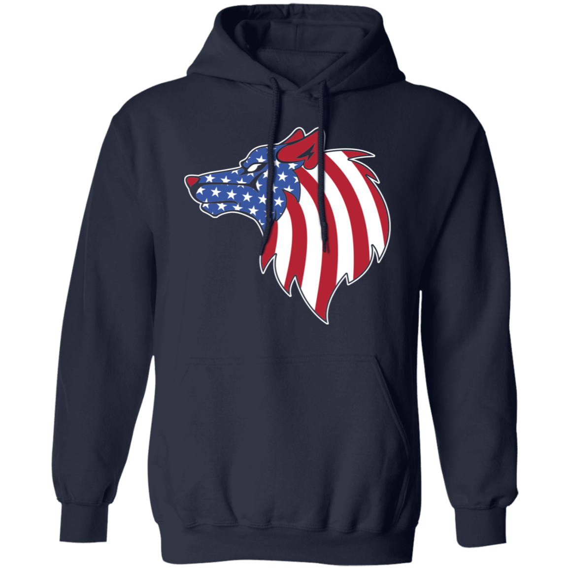 Wolf American Flag USA Pullover Hoodie