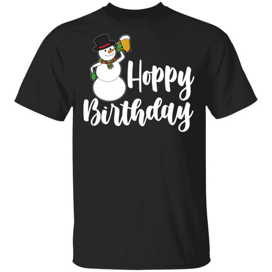 Hoppy Birthday Snowman Beer Funny Christmas T-Shirt