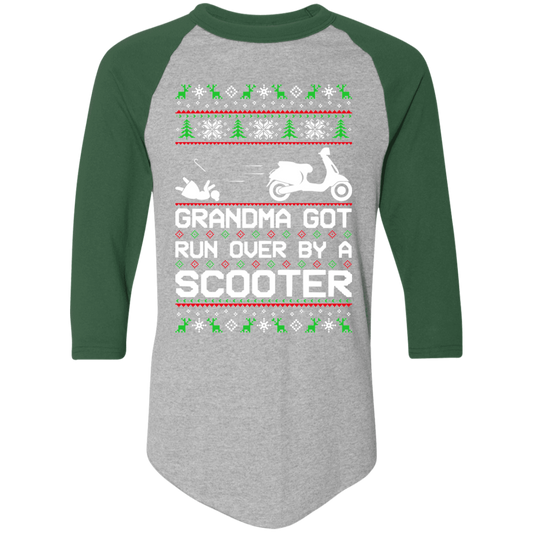 Scooter Grandma Got Run Over Ugly Christmas Raglan Jersey