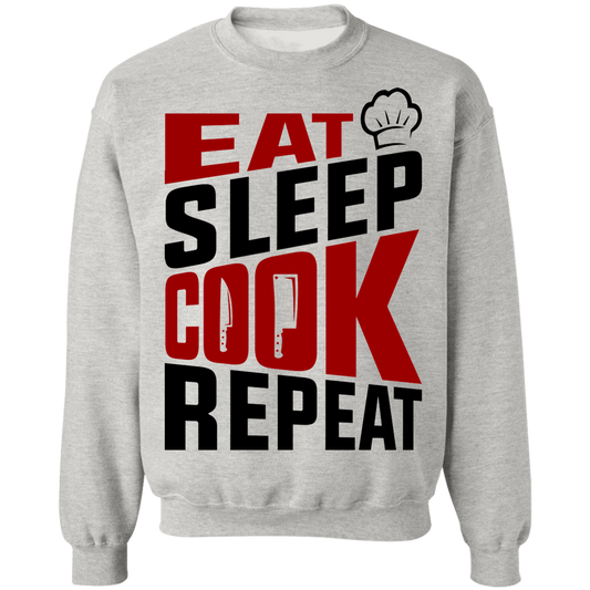 Eat Sleep Cook Repeat Chef Crewneck Sweatshirt