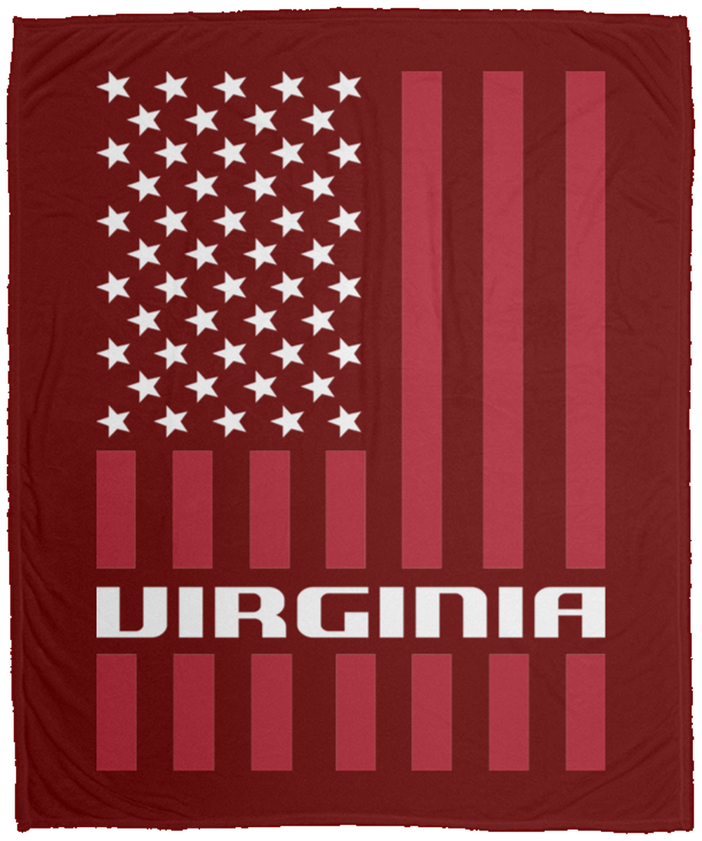 Virginia American Flag Fleece Blanket - 50x60