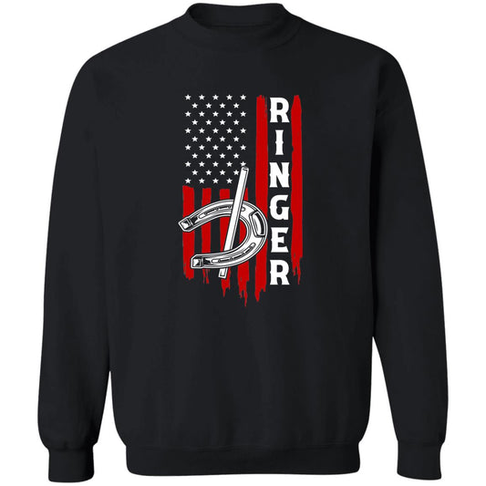Ringer Horseshoe American Flag Crewneck Sweatshirt