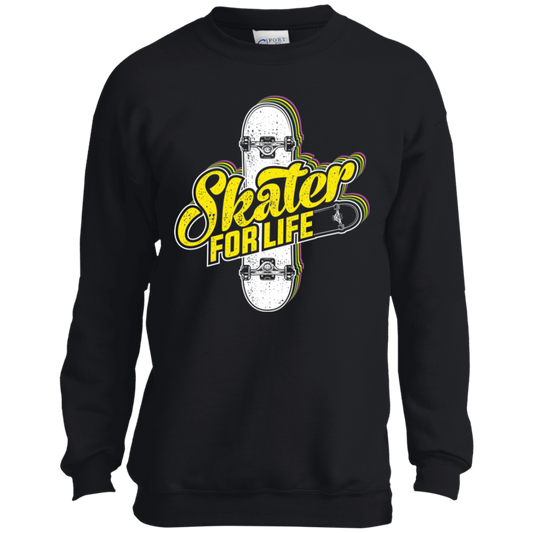 Skater For Life Skateboarding Youth Crewneck Sweatshirt