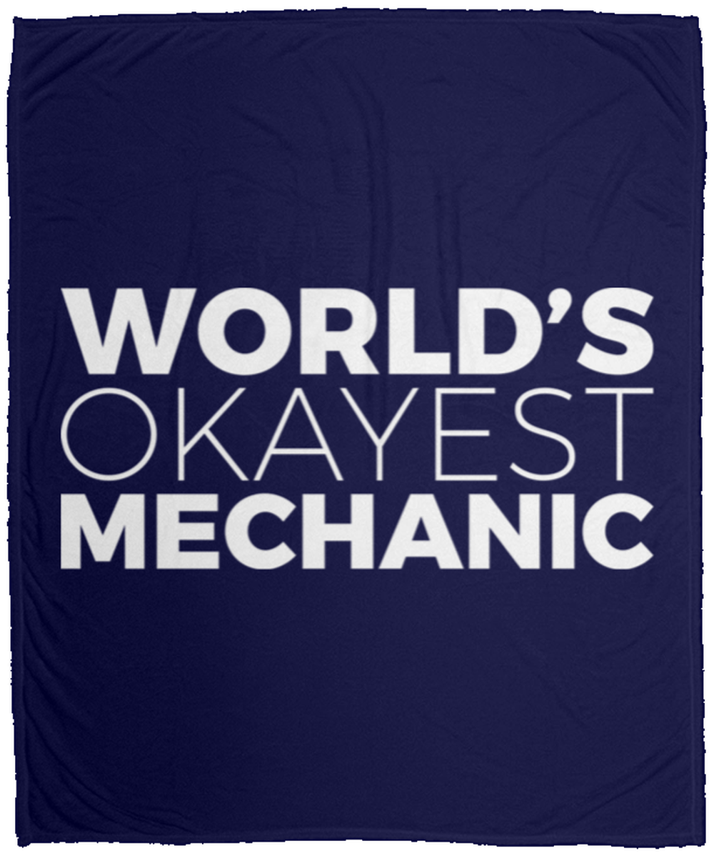 World's Okayest Mechanic Funny Automotive Fleece Blanket - 50x60