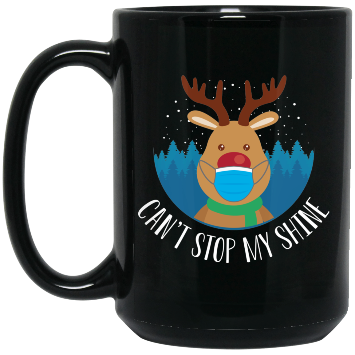 Wheel Spin Addict 15 oz Mug, Can't Stop My Shine Christmas Reindeer Black Mug