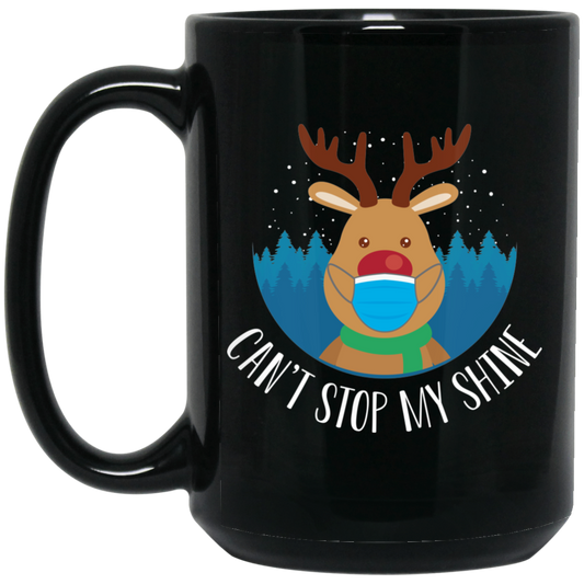 Wheel Spin Addict 15 oz Mug, Can't Stop My Shine Christmas Reindeer Black Mug