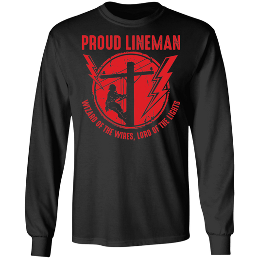 Proud Lineman Wizard Of The Wires, Lord of The Lights Long Sleeve T-Shirt