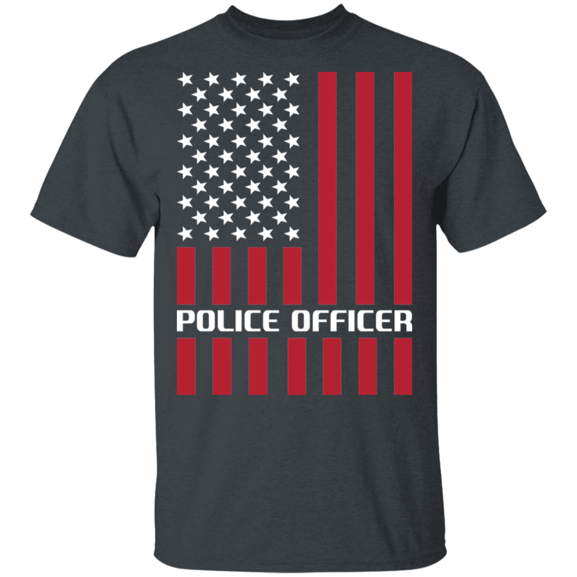 Police Officer Blue American Flag USA T-Shirt