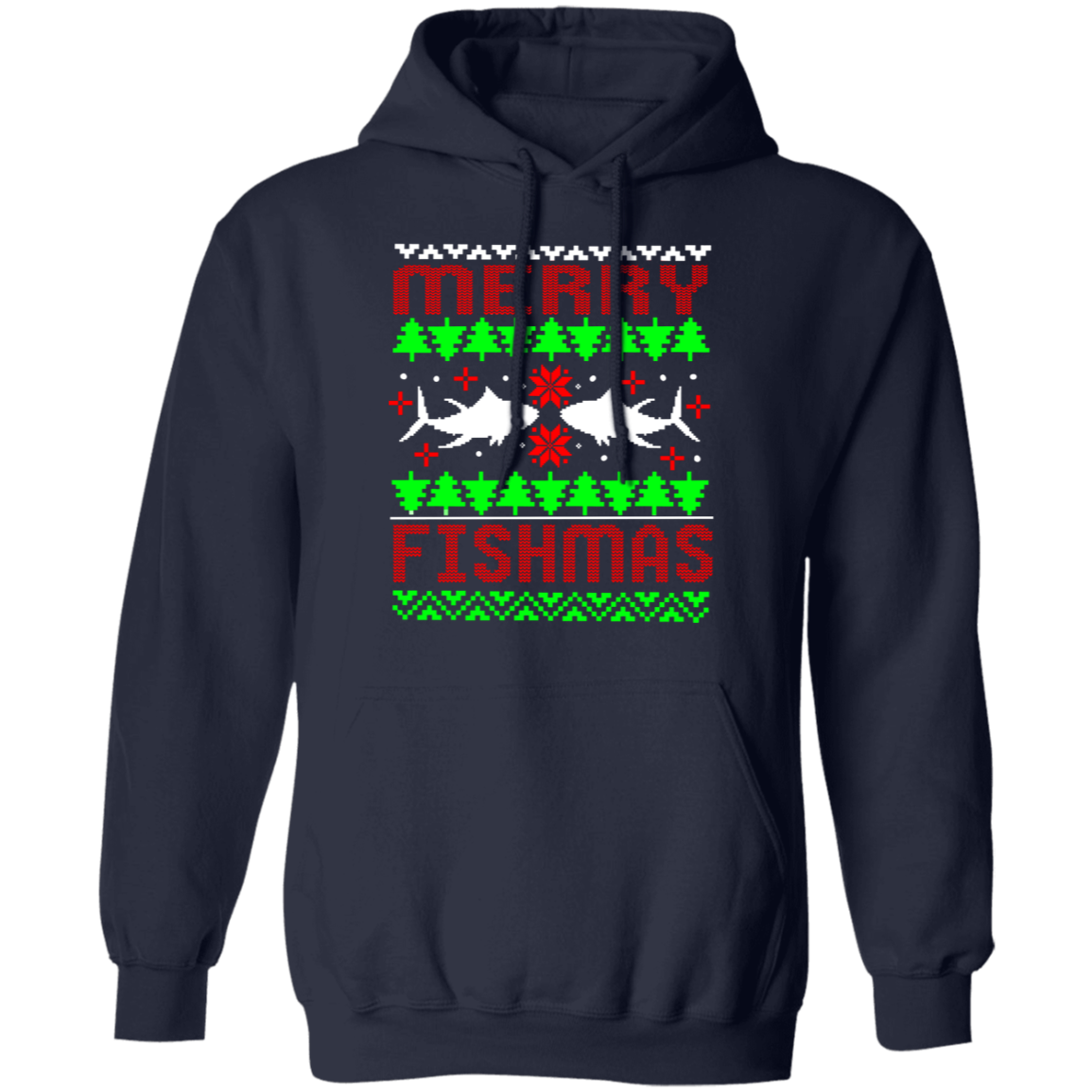 Merry Fishmas Saltwater Ugly Christmas Pullover Hoodie