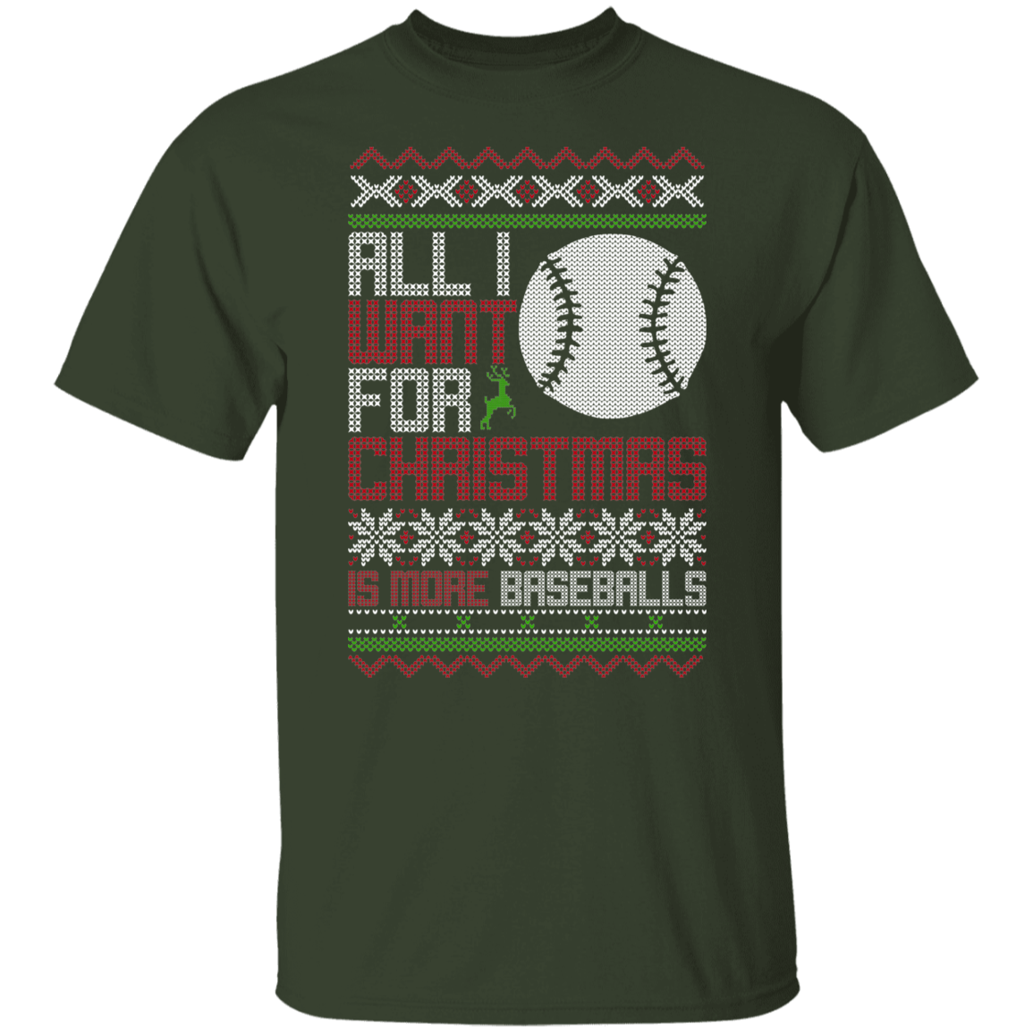 All I Want For Christmas Is More Baseballs Christmas Party T-Shirt