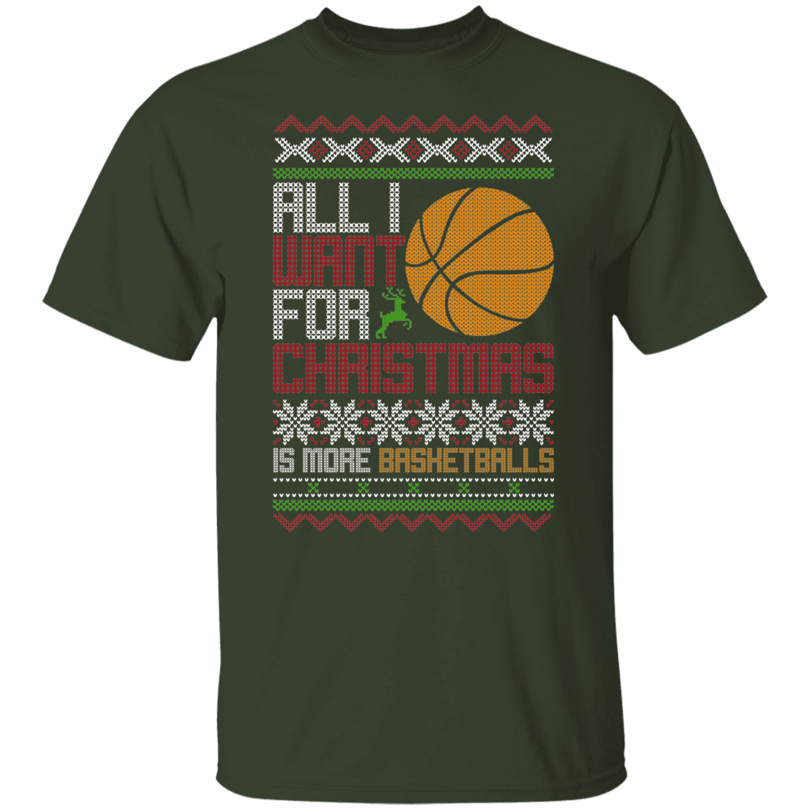 All I Want For Christmas Is More Basketballs Christmas Party T-Shirt