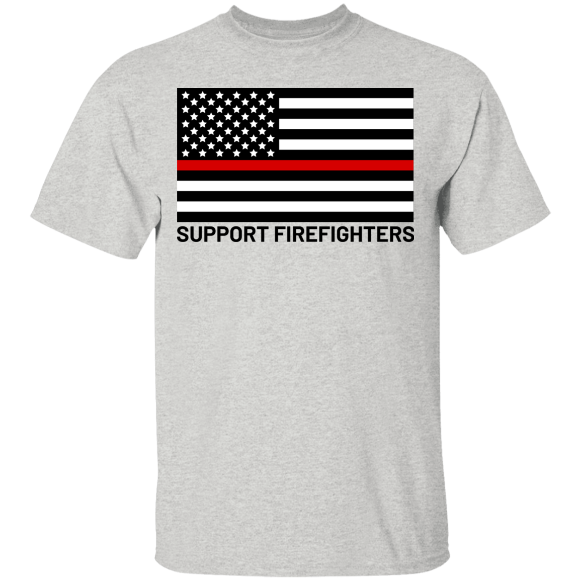 Support Firefighters Red Line American Flag T-Shirt