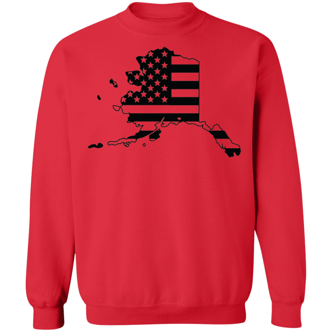 Alaska State American Flag USA Crewneck  Sweatshirt