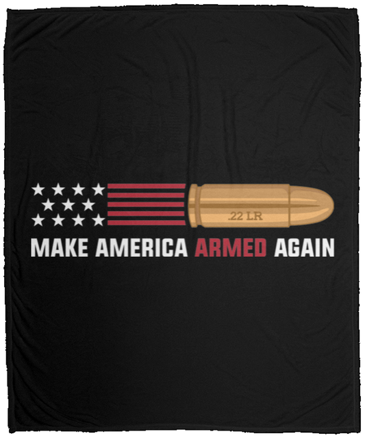 .22 LR Make American Armed Again Bullet Flag Fleece Blanket - 50x60