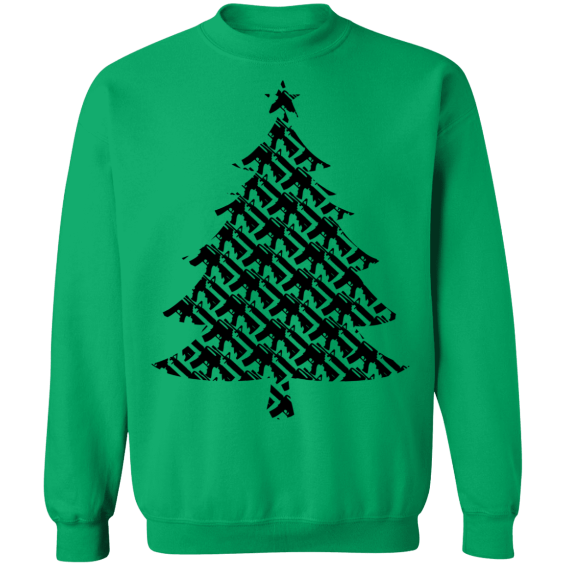 Rifle Firearm Christmas Tree Ugly Ugly Christmas Crewneck Sweatshirt