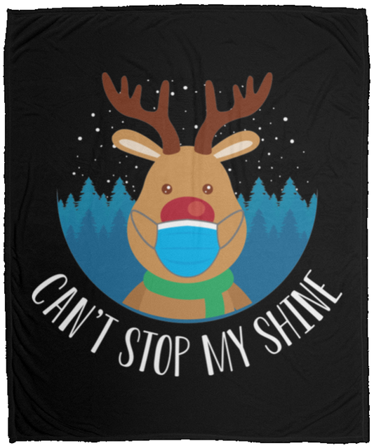 Can't Stop My Shine Santa Reindeer Christmas Fleece Blanket - 50x60