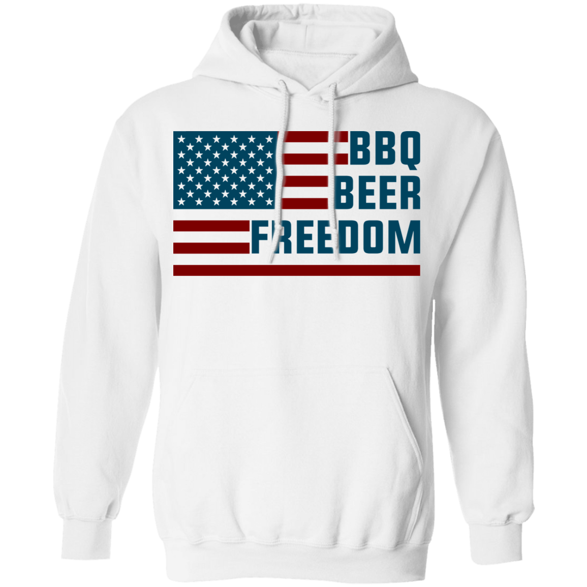 BBQ Beer Freedom American Flag Pullover Hoodie